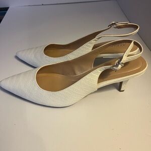Alfani Textured White Slingback Heels